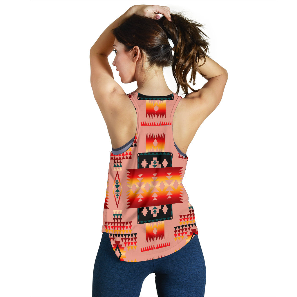 Tan Tribe Pattern Native American Women Racerback Tank LT10 - Wonder Print Shop