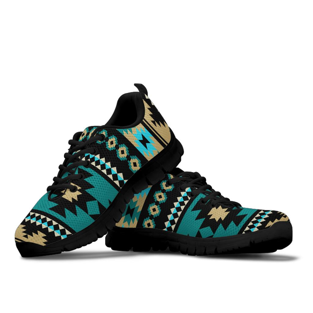 Native American Green Ethnic Aztec Pattern Sneakers LT10 - Wonder Print Shop