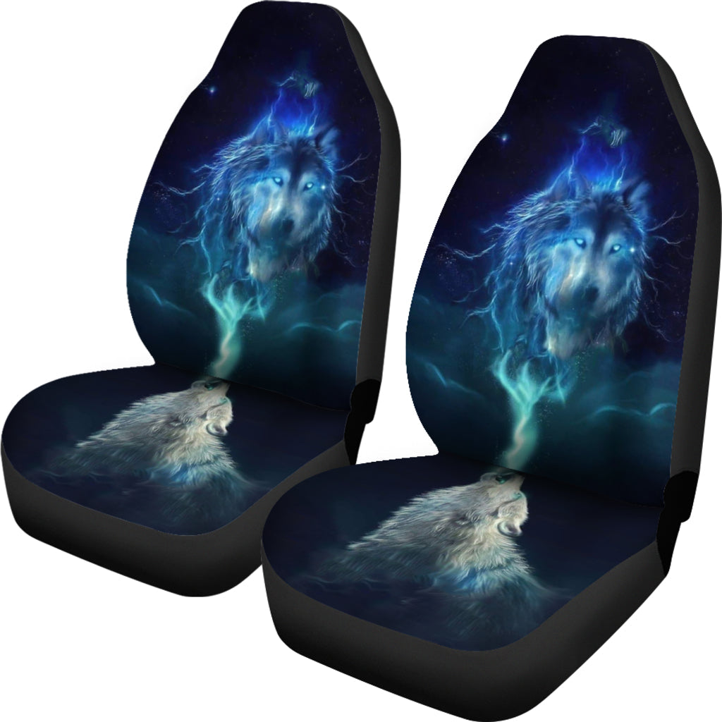 Light Rays Wolf Car Seat Covers LT10 - Wonder Print Shop
