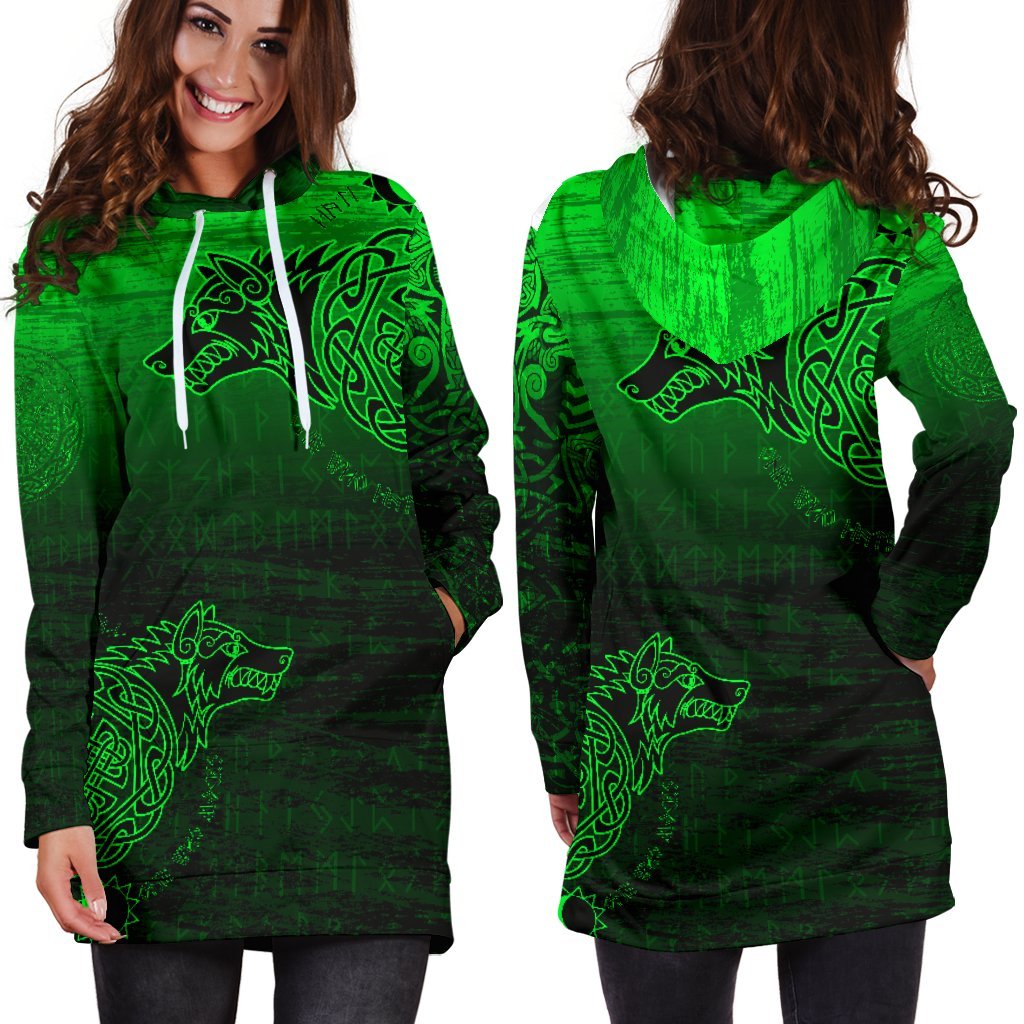 Viking Hoodie Dress, Skoll and Hati RLT12 - Wonder Print Shop