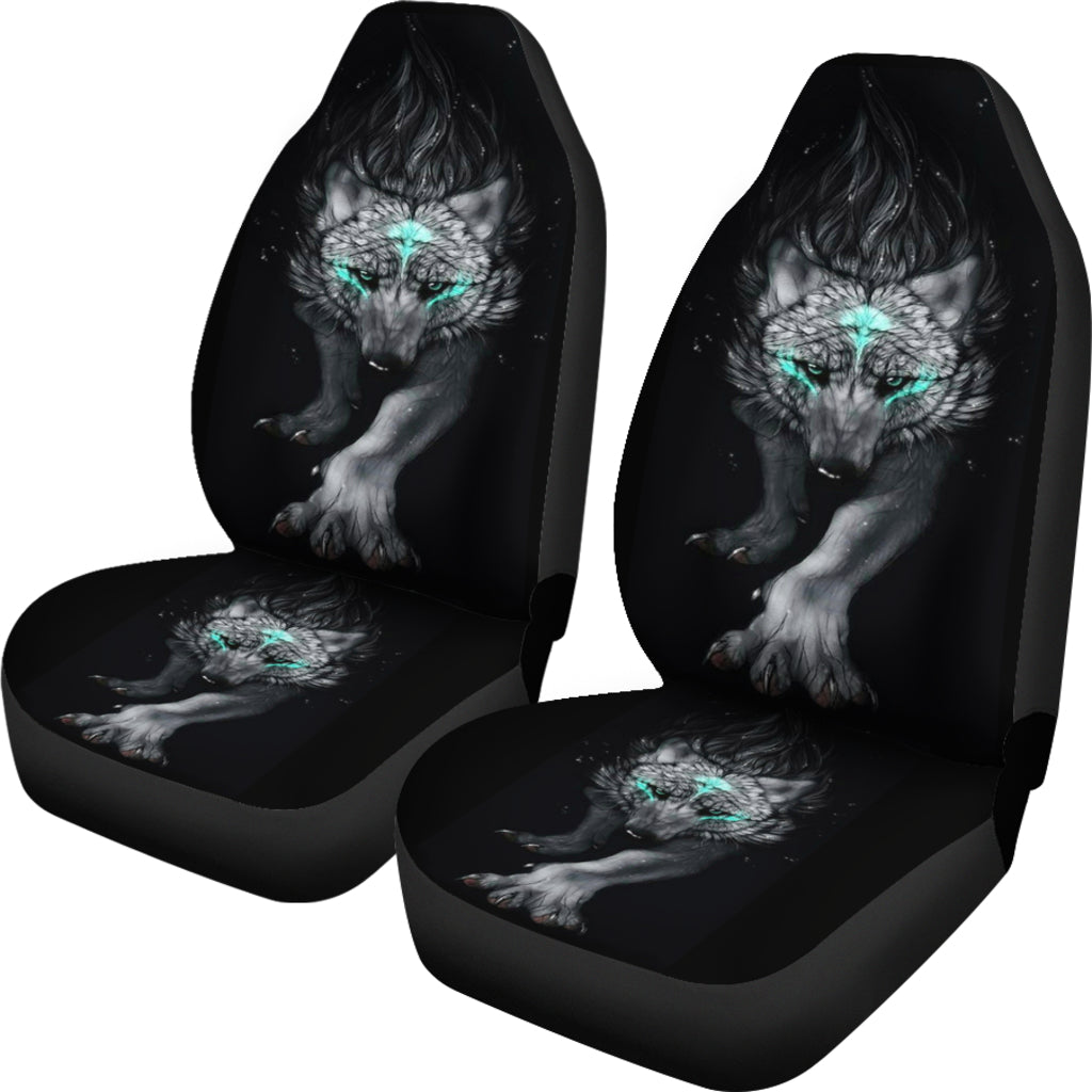 Native American Gray Wolf Native Car Seat Covers - Wonder Print Shop