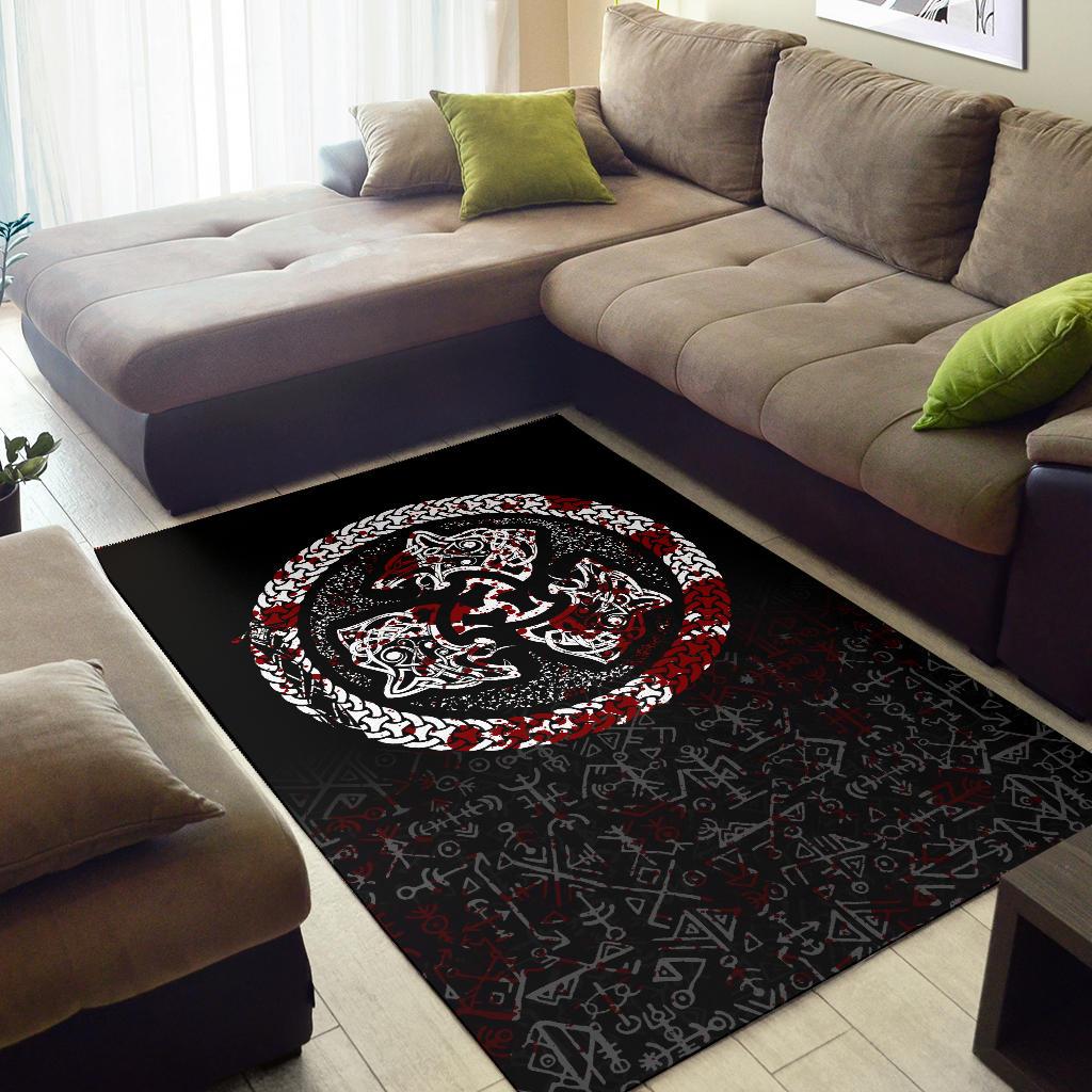 Viking Area Rug Fierce Blood Wolf Symbol Of A Viking Nordic RLT12 - Wonder Print Shop