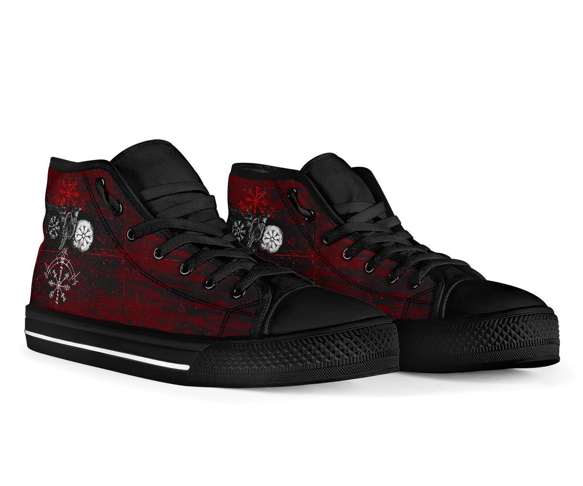 viking-high-top-shoes-raven-of-odin-and-symbol-viking-on-blood-background