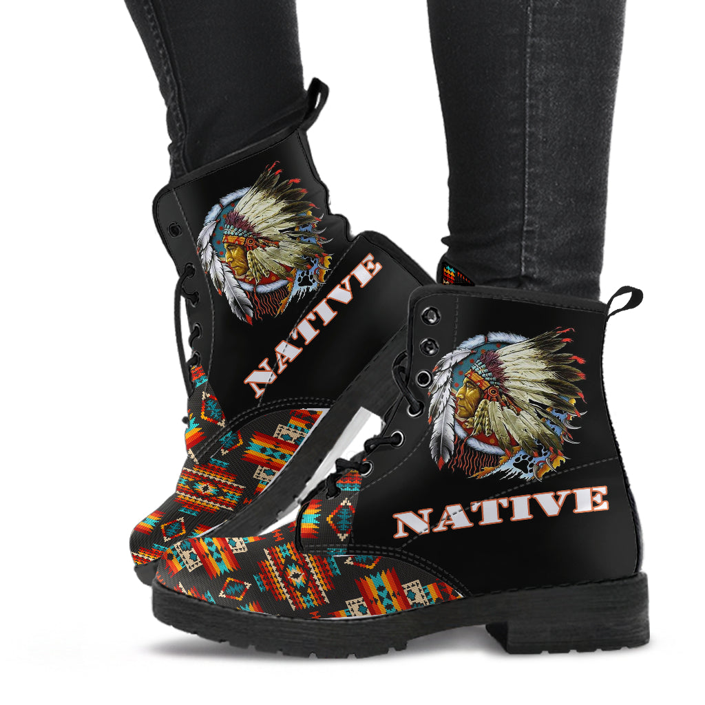 black-pattern-native-american-leather-boots