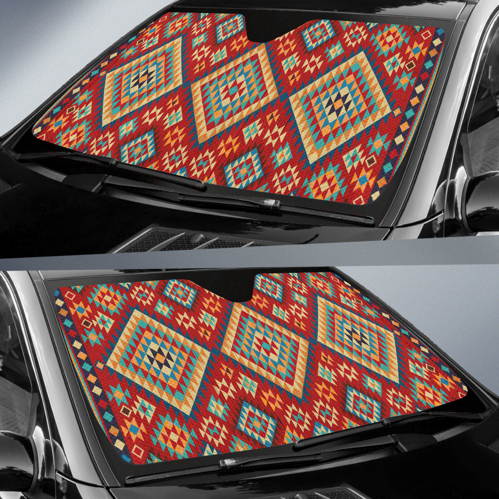 native-american-geometric-red-and-green-pattern-auto-sun-shades