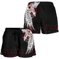 viking-womens-shorts-mystical-raven-tattoo-blood