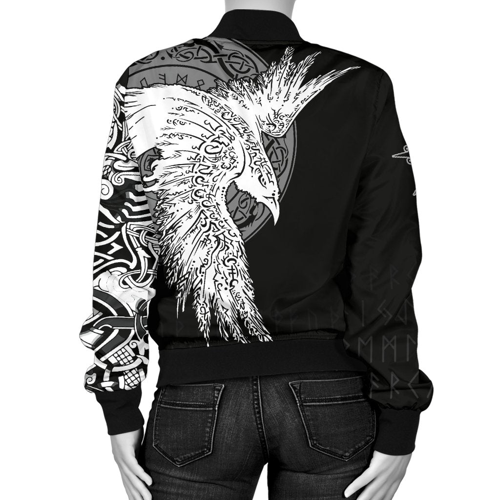Custom Viking Women's Bomber Jacket Mystical Raven Tattoo Special RLT12 - Wonder Print Shop