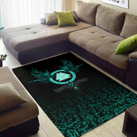 Viking Area Rug Three Raven and Valknut Cyan RLT12 - Wonder Print Shop