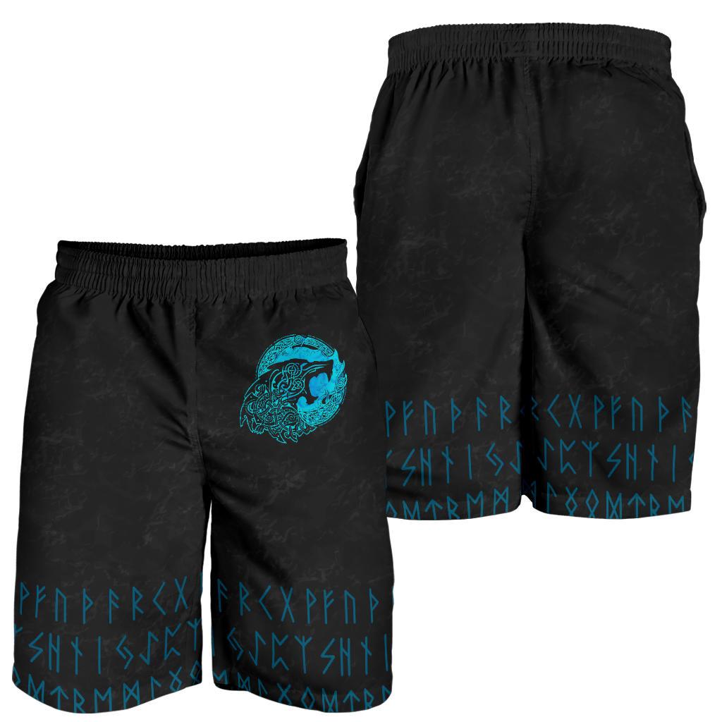 viking-all-over-print-mens-shorts-fenrir-wolf-cyan