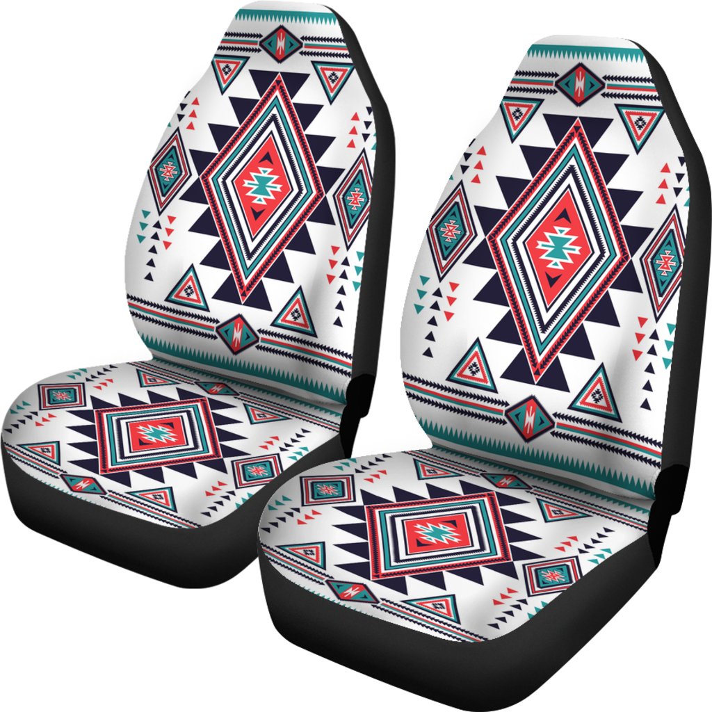 White Geometric Native American Design Car Seat Covers LT10 - Wonder Print Shop