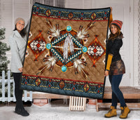 Native American Pattern Brown Mandala Premium Quilt LT10 - Wonder Print Shop