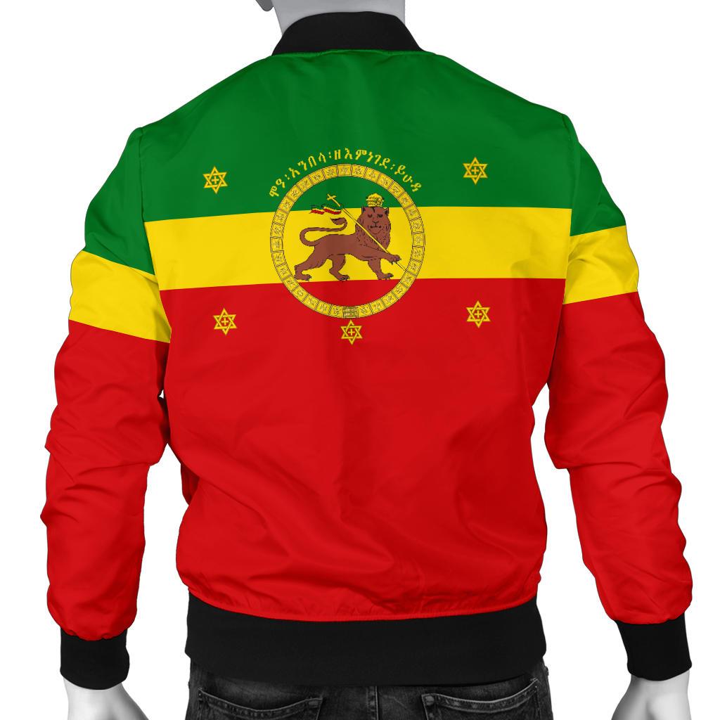 Ethiopia Men's Bomber Jacket - Imperial Flag Haile Selassie, with the Lion of Judah - Wonder Print Shop
