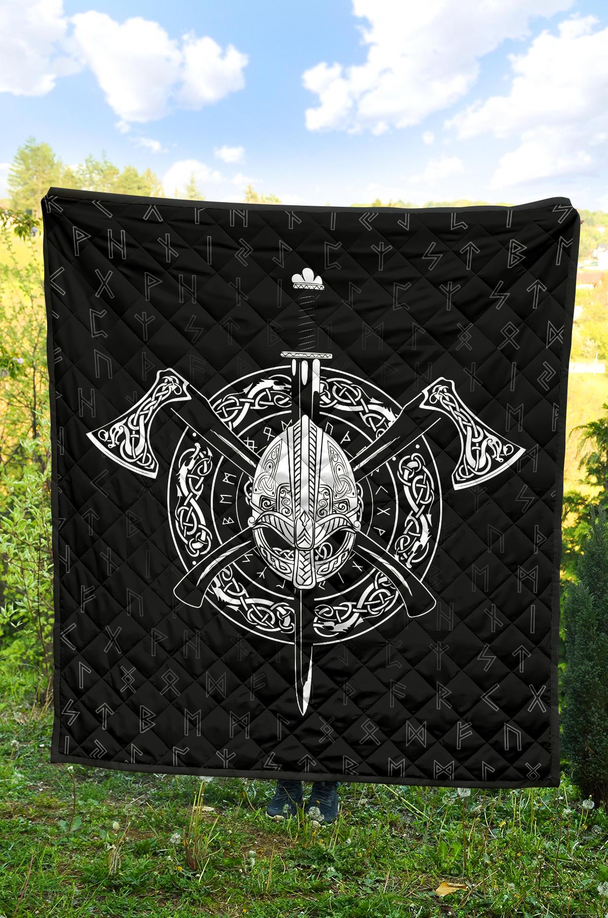 Viking Helmet Crossed Premium Quilt RLT12 - Wonder Print Shop