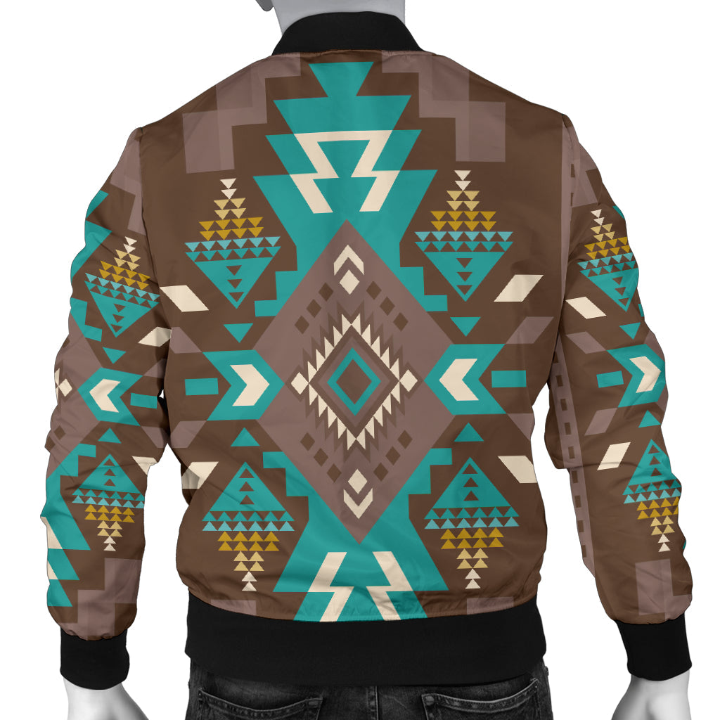 Blue Pattern Brown Men's Bomber Jacket LT10 - Wonder Print Shop