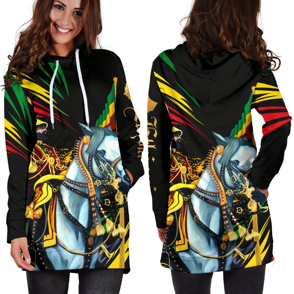 Ethiopia Emperor Haile Selassie Hoodie Dress - Wonder Print Shop