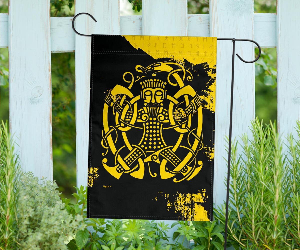Viking Garden Flag, Loki Bound Triskele Rune Gold RLT12 - Wonder Print Shop