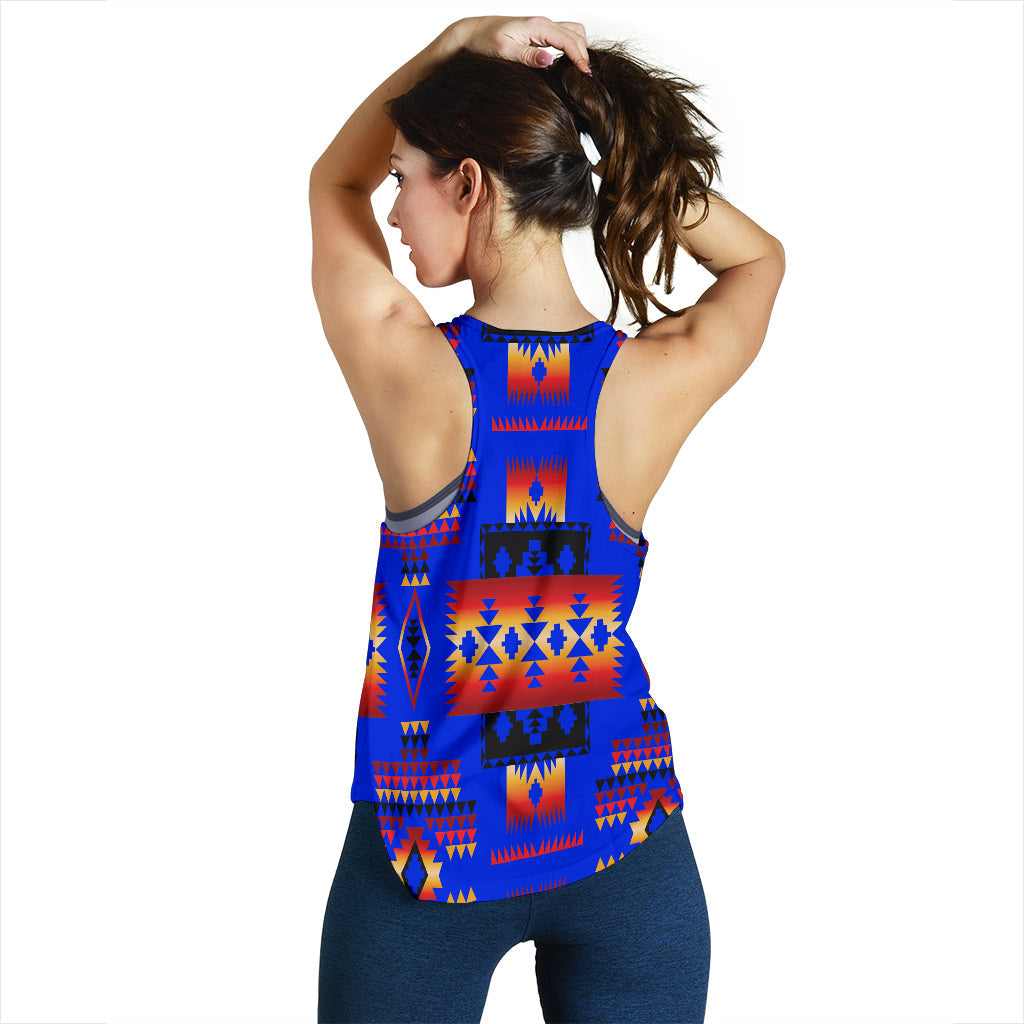 Dark Blue Native Tribes Pattern Native American Women Racerback Tank LT10 - Wonder Print Shop