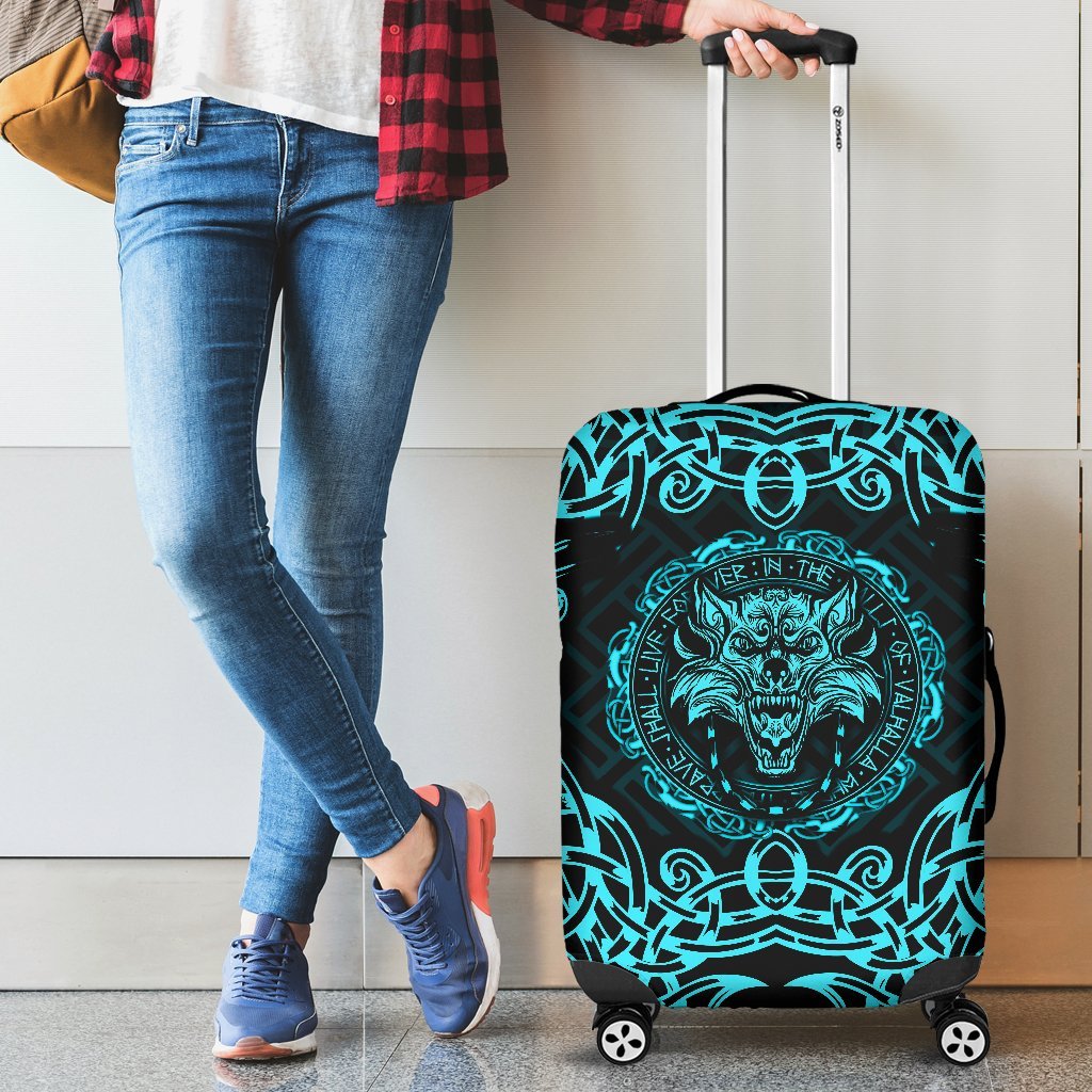 Viking Luggage Covers - Fenrir Viking Cyan 3D RLT12 - Wonder Print Shop