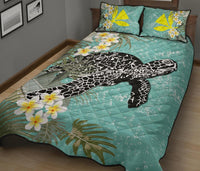 Hawaii Turtle Sea Plumeria Quilt Bed Set - Wonder Print Shop