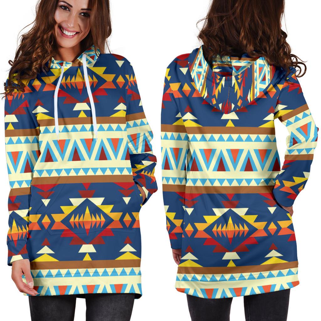 Pattern Geometric Native American Hoodie Dress LT10 - Wonder Print Shop