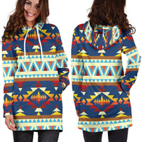 Pattern Geometric Native American Hoodie Dress LT10 - Wonder Print Shop