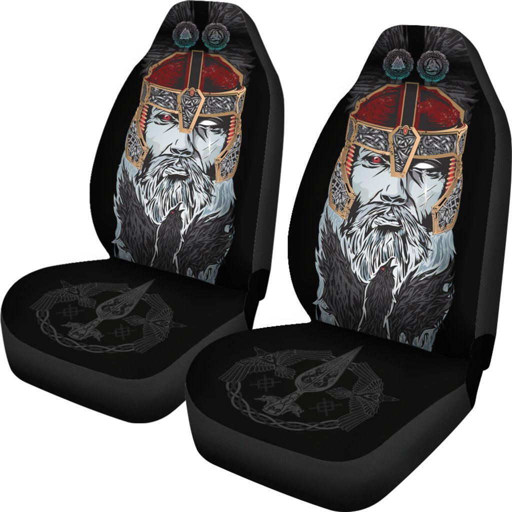 Viking Car Seat Cover Odin Valknut and Triple Horn RLT12 - Wonder Print Shop