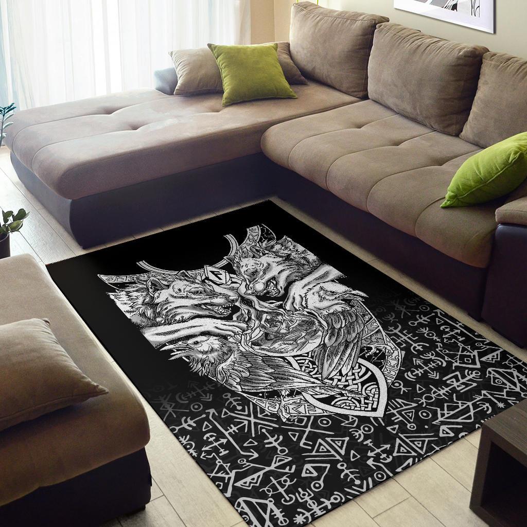 Viking Area Rug Wolf and Raven Special RLT12 - Wonder Print Shop