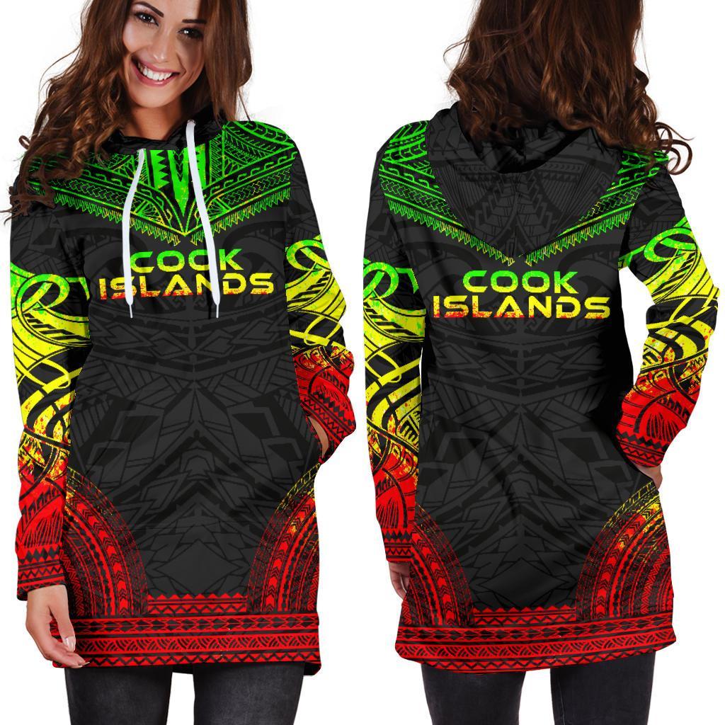 Cook Islands Women's Hoodie Dress - Polynesian Reggae Chief - Wonder Print Shop
