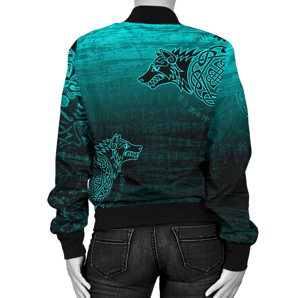 Viking Women's Bomber Jacket, Skoll and Hati RLT12 - Wonder Print Shop
