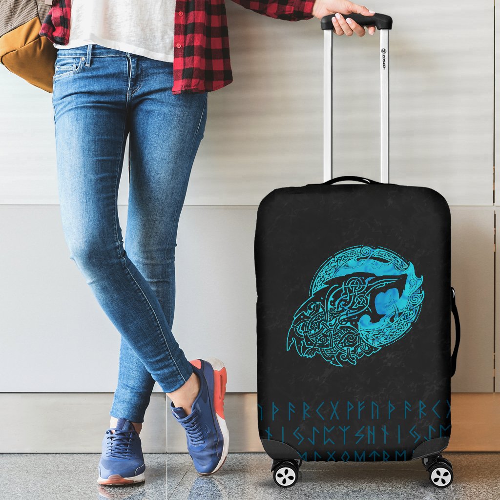 Viking Luggage Covers - Fenrir Wolf Cyan RLT12 - Wonder Print Shop