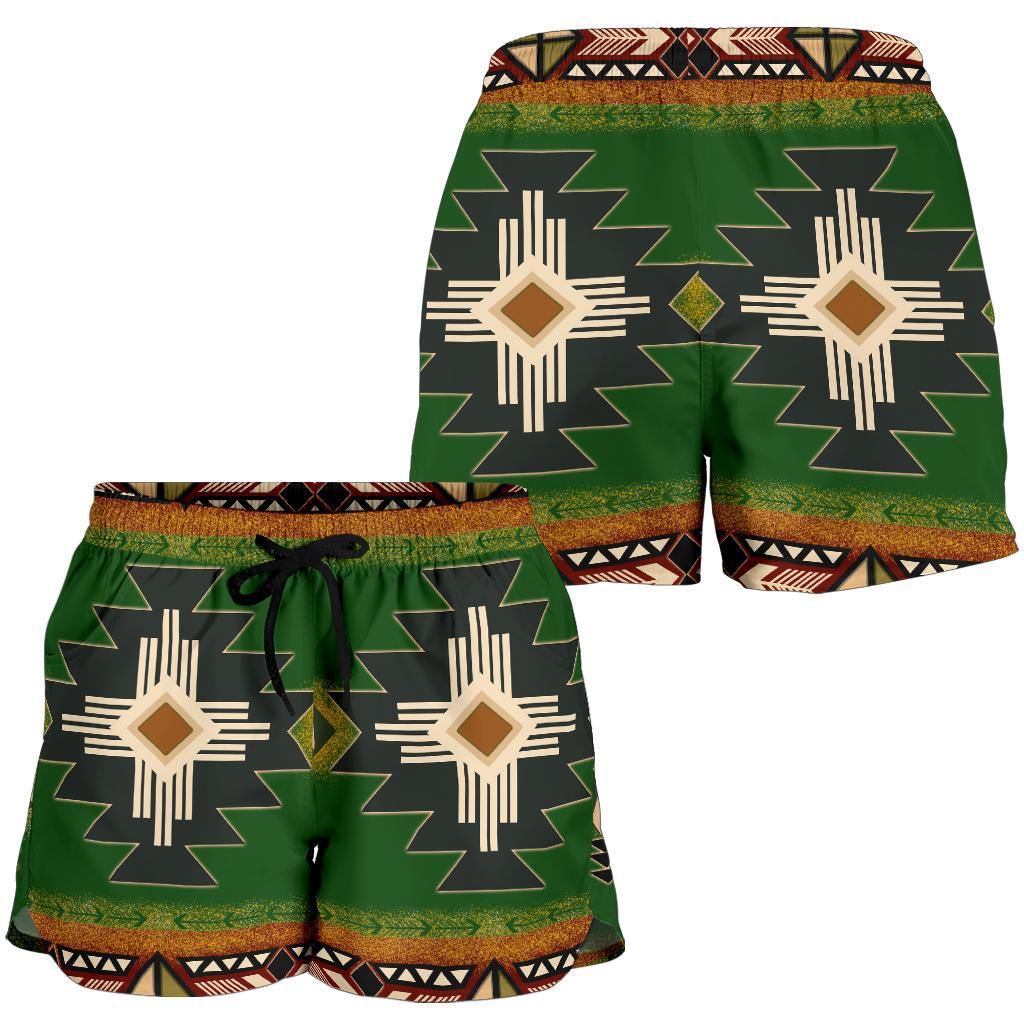 native-american-southwest-green-symbol-all-over-print-women-shorts