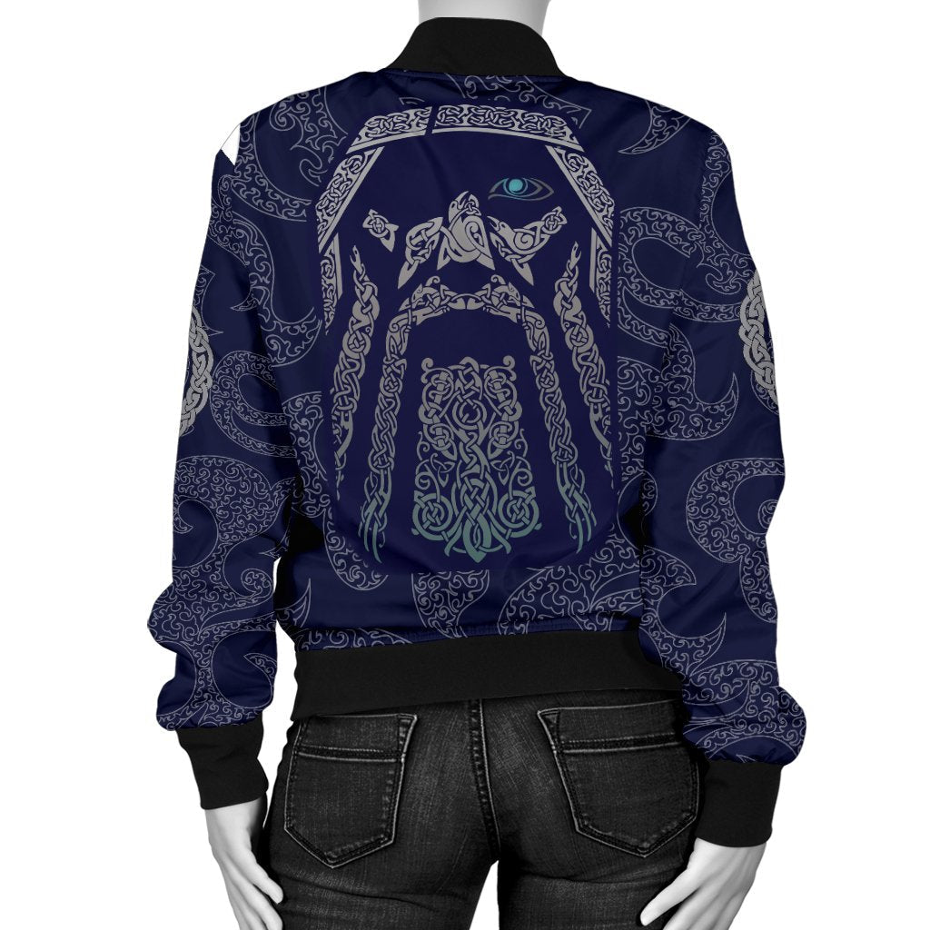 Viking Women's Bomber Jacket Odin God Tattoo RLT12 - Wonder Print Shop