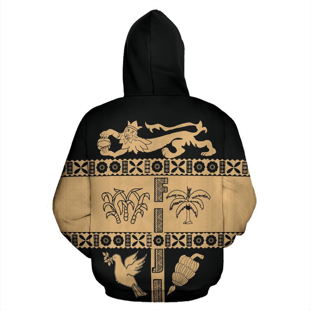 Fiji Tapa Hoodie Fiji Gold Coat of Arms - Wonder Print Shop