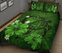 Hawaii Turtle Poly Tribal Quilt Bed Set - Green - Wonder Print Shop