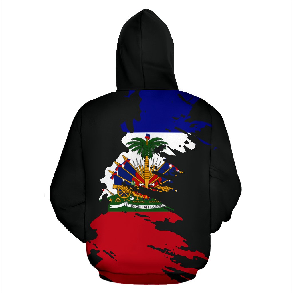 Haiti Flag Painting Zip Up Hoodie - Wonder Print Shop