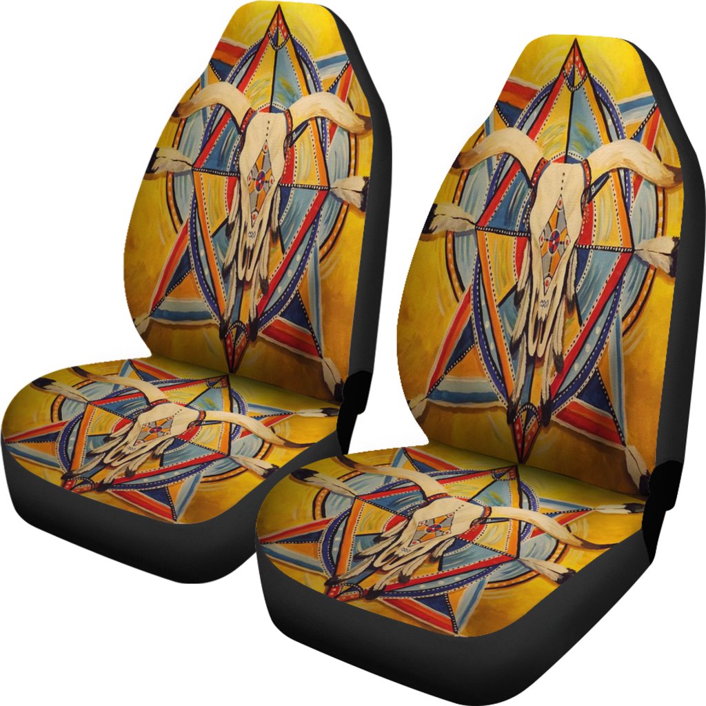Bison Yellow Native American Car Seat Covers LT10 - Wonder Print Shop