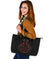 Viking Large Leather Tote Bag, Odin God Furthark Tattoo Special RLT12 - Wonder Print Shop