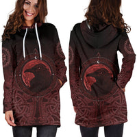 Viking Hoodie Dress, Ethnic Odin Raven Red RLT12 - Wonder Print Shop