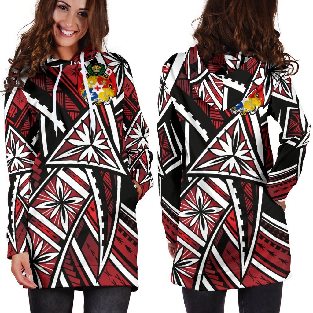 tonga-womens-hoodie-dress-tribal-flower-special-pattern-red-color