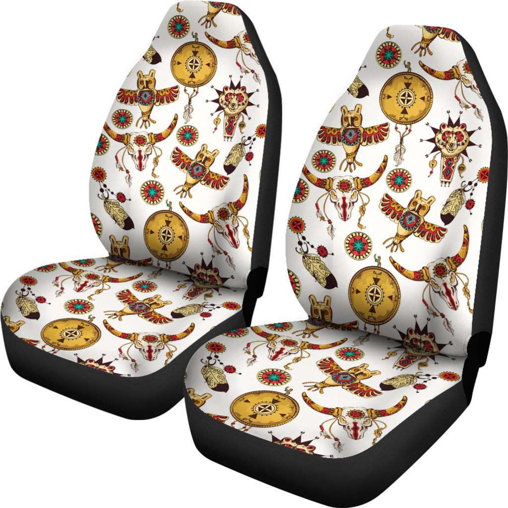 Bison Owl Feather Native American Car Seat Covers LT10 - Wonder Print Shop