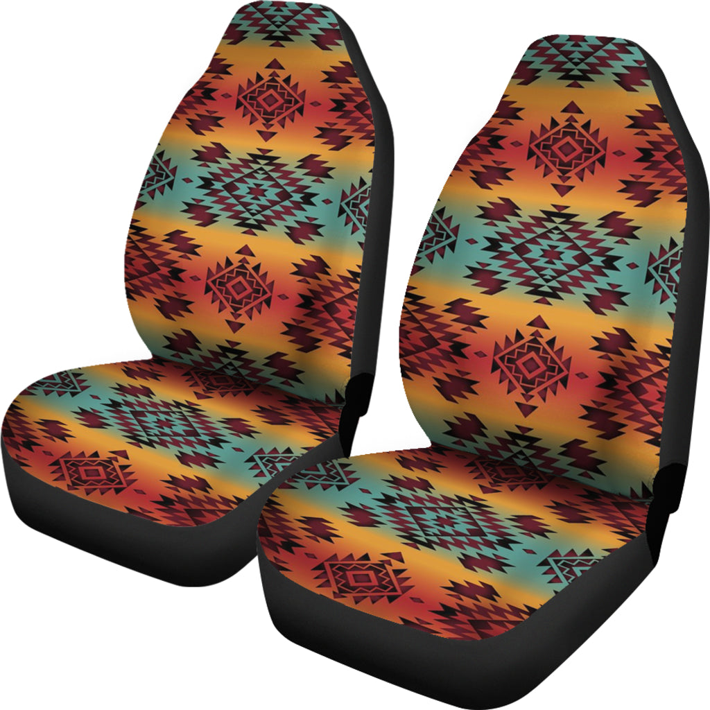 Blue Orange Pattern Car Seat Covers LT10 - Wonder Print Shop