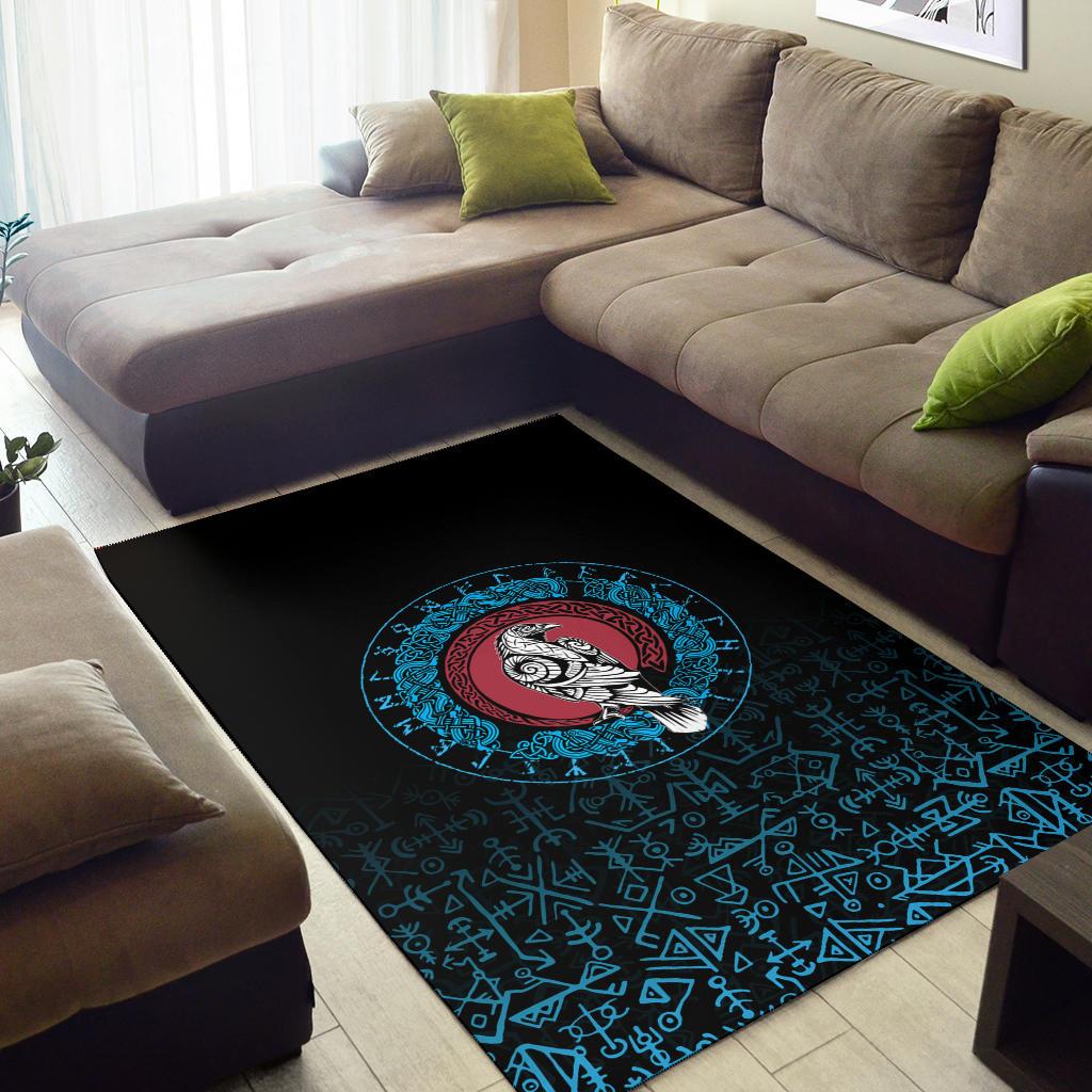 Viking Area Rug Raven Celtic Cyan RLT12 - Wonder Print Shop