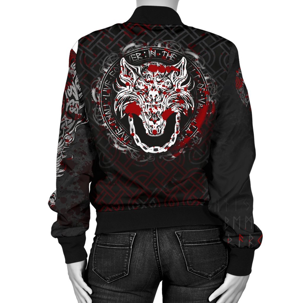 Viking Women's Bomber Jacket - Fenrir Viking Blood 3D RLT12 - Wonder Print Shop