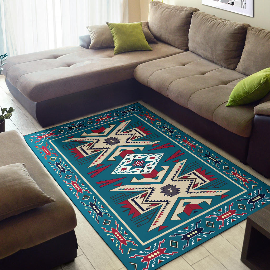 Blue Pink Pattern Native American Area Rug LT10 - Wonder Print Shop