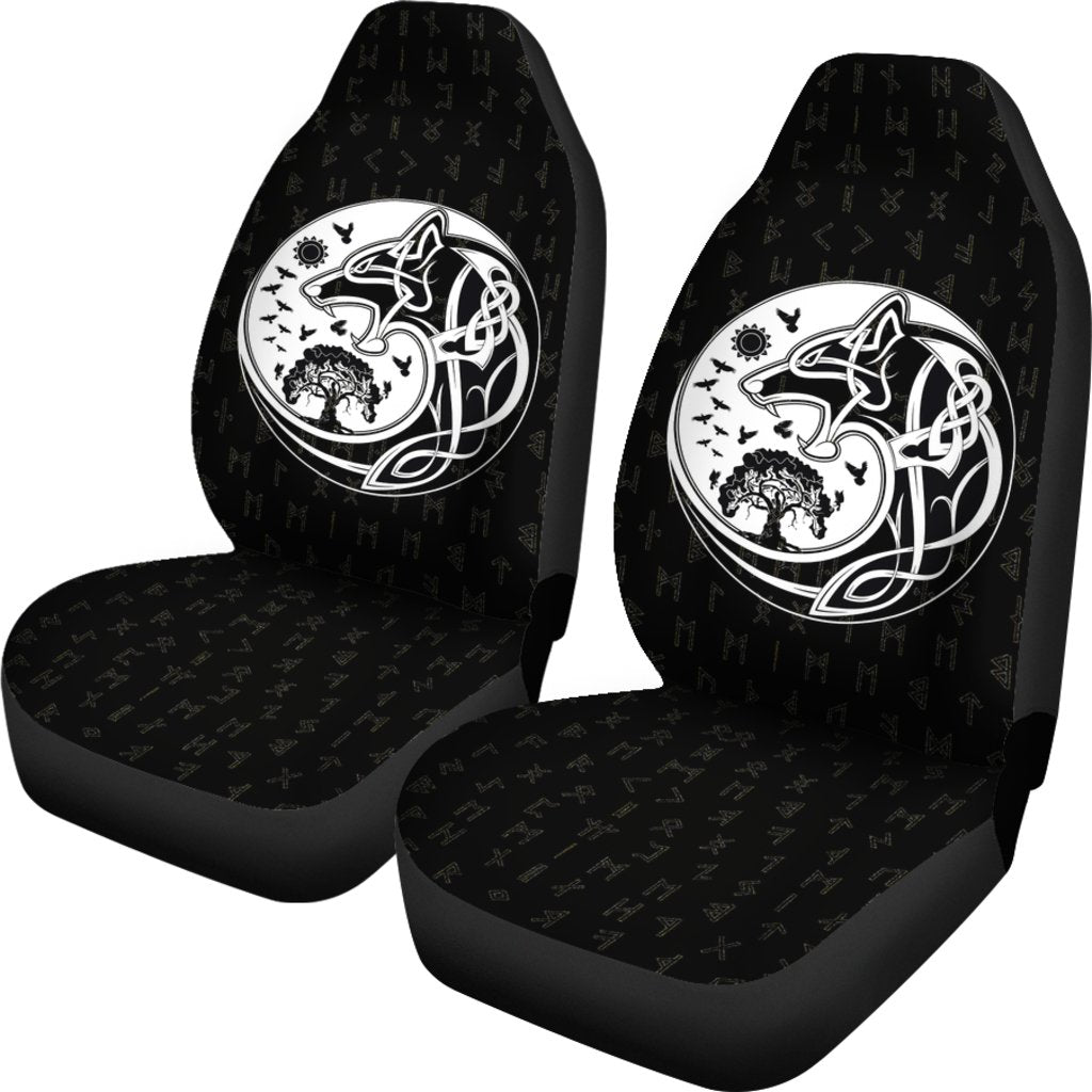 Viking Car Seat Covers, Skoll and Hati Rune Tattoo RLT12 - Wonder Print Shop
