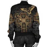Viking Women's Bomber Jacket - Odin's Celtic Raven Tattoo RLT12 - Wonder Print Shop