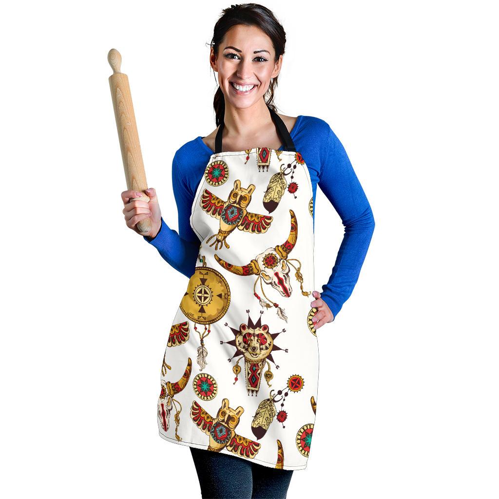 bison-owl-feather-native-american-apron