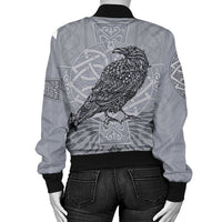 Viking Women's Bomber Jacket - Odin's Celtic Raven - Scandinavian Tattoo RLT12 - Wonder Print Shop