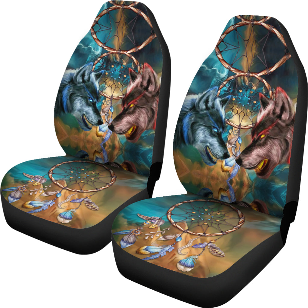 Yellow and Blue Wolves Car Seat Covers LT10 - Wonder Print Shop