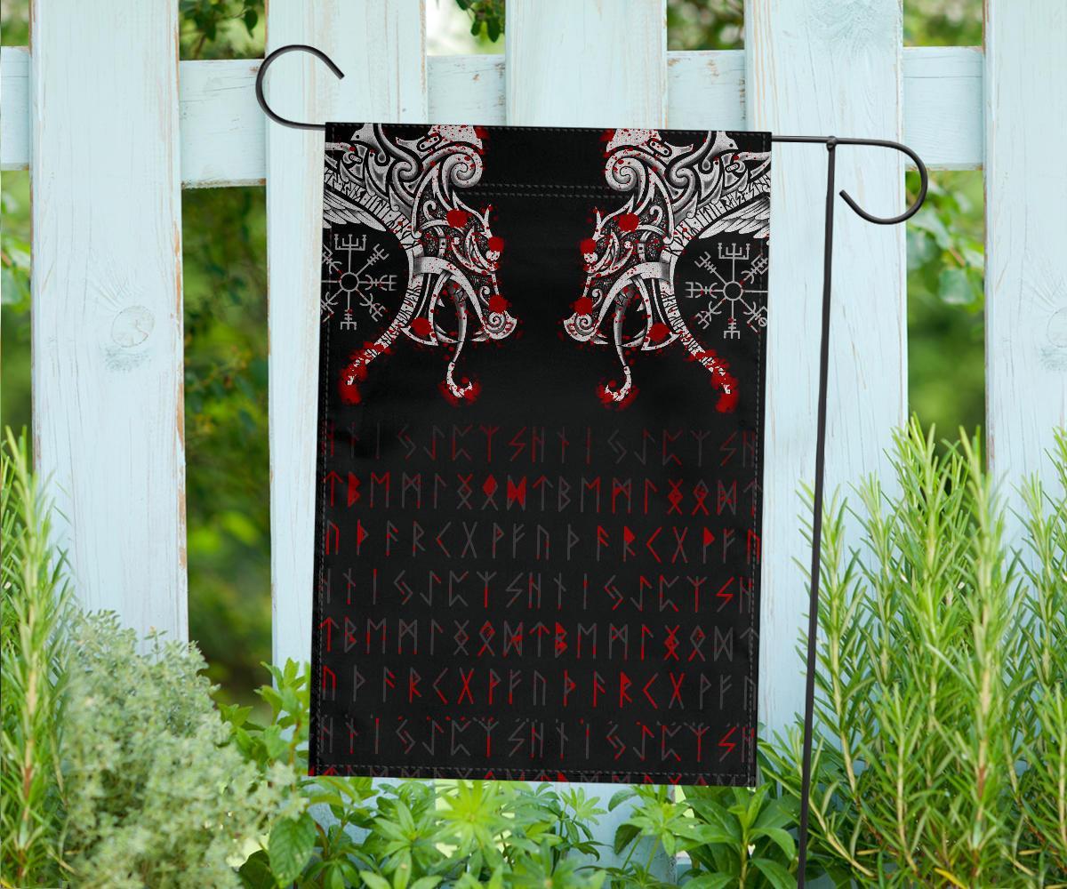 Viking Garden Flag Double Dragon Tattoo and Vegvisir Blood RLT12 - Wonder Print Shop
